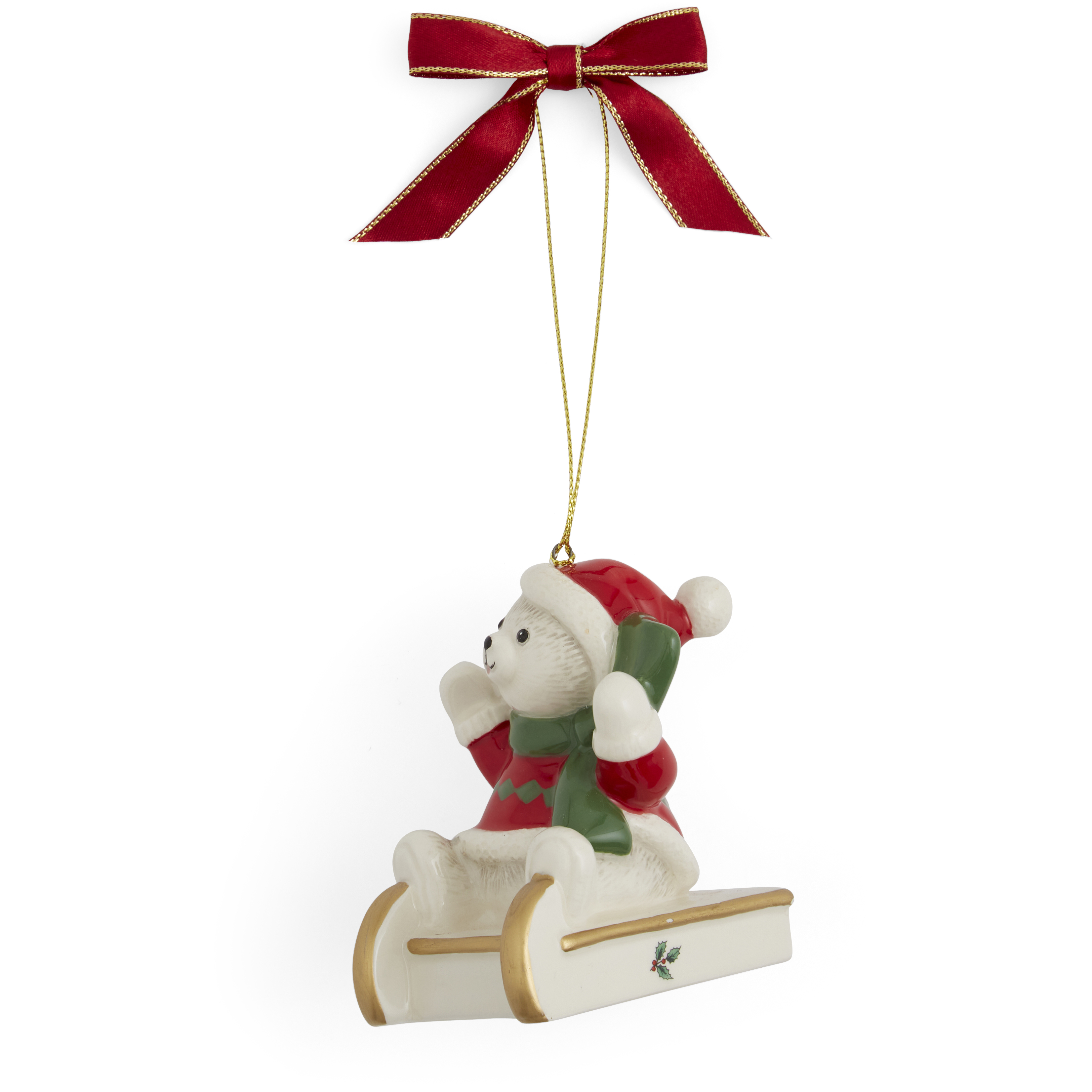 Christmas Tree Teddy On Sleigh Ornament image number null